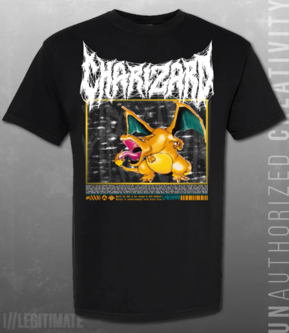 Charizard Death Metal Black T-Shirt