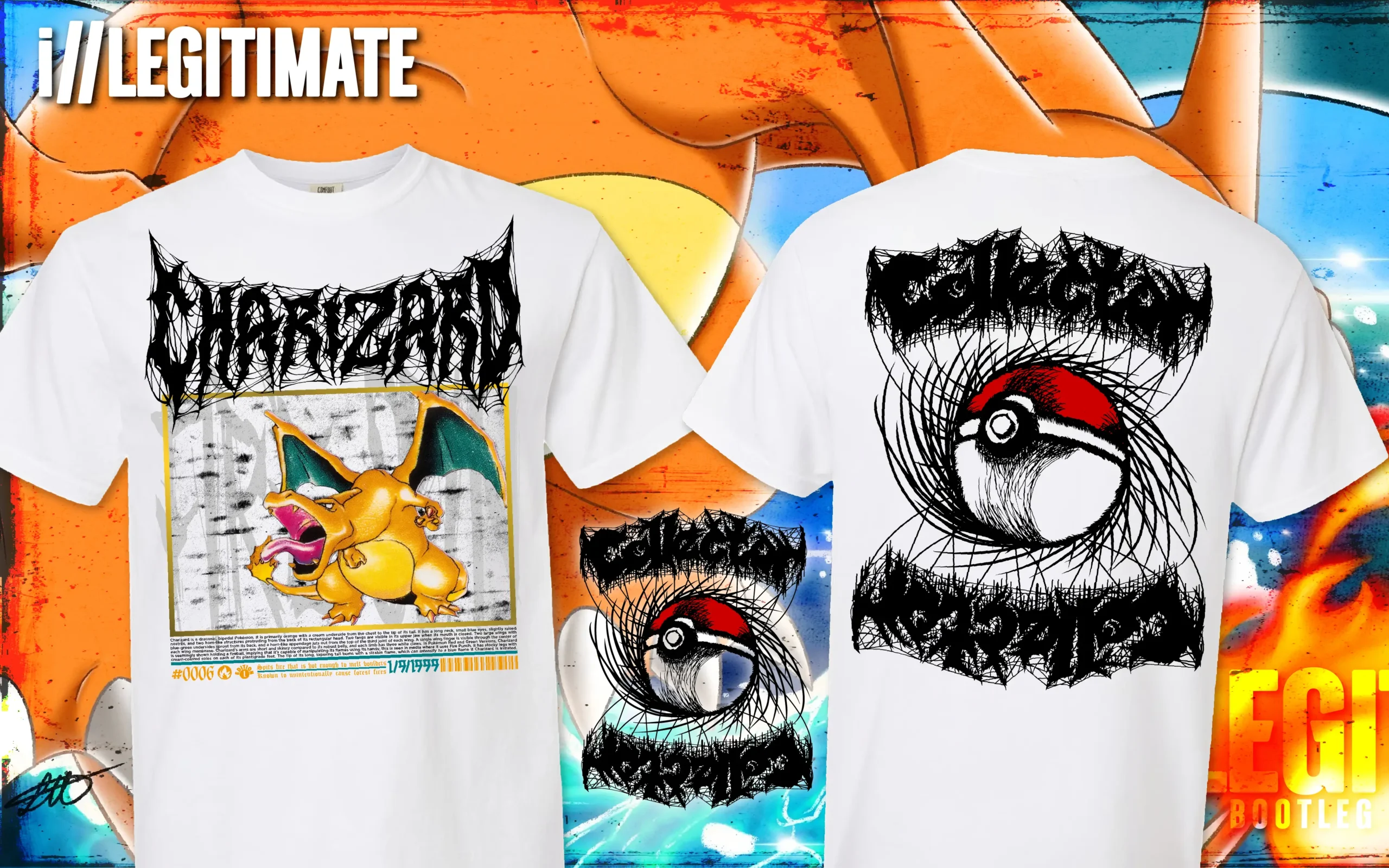 Charizard First Edition Death Metal Tee — Fire-Type Nostalgia Meets Extreme Style