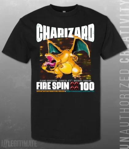 Charizard 1st Edition Fire Spin Black T-Shirt