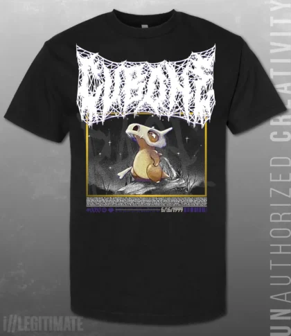 Cubone First Edition Death Metal Pokemon Black T-Shirt