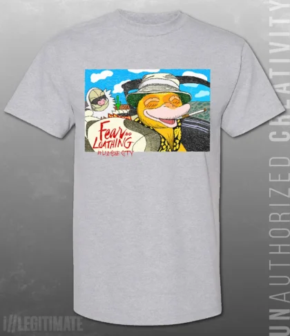 Pokemon Fear And Loating Psyduck Raoul Duke Grey T-Shirt