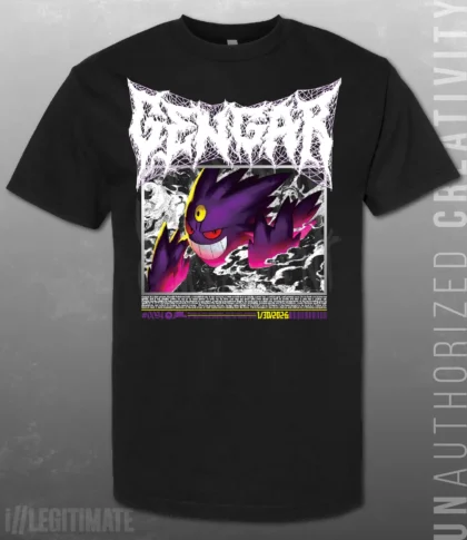Gengar Death Metal Pokemon Black T-Shirt